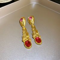 1 Pair Vintage Style Flower Copper Plating Inlay Artificial Gemstones Rhinestones Ear Studs sku image 41