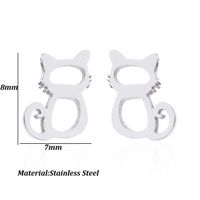 Simple Style Letter Cat Elephant Stainless Steel Plating Hollow Out Ear Studs 1 Pair sku image 4
