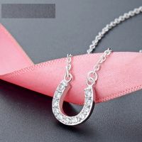 Fashion Diamond Horseshoe S925 Silver Necklace Simple Female Short Necklace Wholesale sku image 4