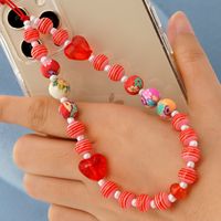 Ethnic Style Letter Heart Shape Smiley Face Soft Clay Mobile Phone Chain main image 3