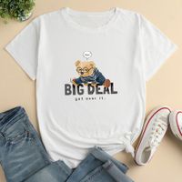 Fashion Letter Bear Print Loose-fitting Multicolor Casual T-shirt main image 1