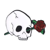 Cartoon Style Punk Flame Rose Skull Alloy Stamping Stoving Varnish Plating Unisex Brooches sku image 8
