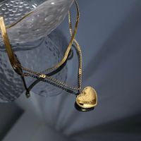 Simple Style Heart Shape Titanium Steel Layered Necklaces main image 2
