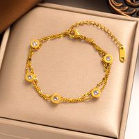 Wholesale Jewelry Casual Elegant Round Titanium Steel Zircon 18k Gold Plated Anklet main image 1