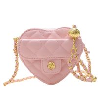 Girl's Small Pu Leather Solid Color Fashion Chain Heart Shape Zipper Crossbody Bag main image 5