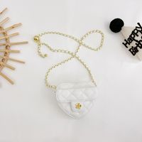 Girl's Small Pu Leather Solid Color Fashion Chain Heart Shape Zipper Crossbody Bag sku image 2