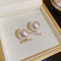 1 Pair Elegant Geometric Plating Inlay Copper Artificial Pearls Rhinestones Drop Earrings sku image 2