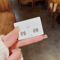 1 Pair Fashion Heart Shape Butterfly Bow Knot Inlay Imitation Pearl Alloy Rhinestones Earrings sku image 15