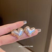 1 Pair French Style Letter Heart Shape Imitation Pearl Inlay Rhinestones Women's Earrings sku image 2