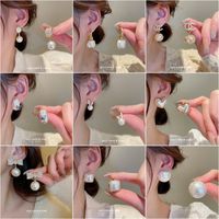 1 Pair French Style Letter Heart Shape Imitation Pearl Inlay Rhinestones Women's Earrings main image 6