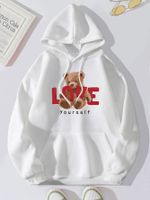 Women's Hoodie Long Sleeve Hoodies & Sweatshirts Printing Pocket Hip-hop Letter Bear main image 1
