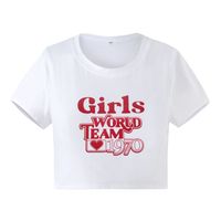 Summer New Fashion Girls World1970 Letter Print Slim-fit Short-sleeved T-shirt sku image 2