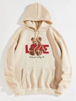 Femmes Sweat À Capuche Manche Longue Hoodies Et Pulls Molletonnés Impression Poche Hip Hop Lettre Ours main image 3