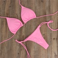 Women's Solid Color Polyester Bikinis 2 Piece Set main image 5