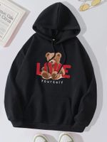 Women's Hoodie Long Sleeve Hoodies & Sweatshirts Printing Pocket Hip-hop Letter Bear main image 2