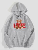 Women's Hoodie Long Sleeve Hoodies & Sweatshirts Printing Pocket Hip-hop Letter Bear main image 4