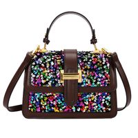 Women's Small All Seasons Pu Leather Sequins Elegant Classic Style Square Zipper Magnetic Buckle Handbag sku image 4