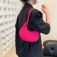 Women's Small All Seasons Felt Solid Color Streetwear Dumpling Shape Zipper Shoulder Bag Underarm Bag main image 6