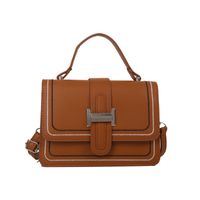 Women's Pu Leather Solid Color Fashion Square Flip Cover Handbag sku image 1