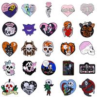 Cartoon Style Gothic Punk Demon Heart Shape Skull Alloy Stamping Stoving Varnish Plating Unisex Brooches main image 1