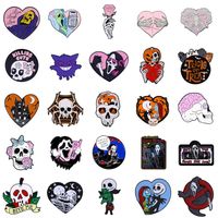 Cartoon Style Gothic Punk Demon Heart Shape Skull Alloy Stamping Stoving Varnish Plating Unisex Brooches main image 11