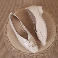 Women's Vintage Style Solid Color Square Toe Flats sku image 8