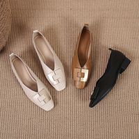 Women's Vintage Style Solid Color Square Toe Flats main image 1