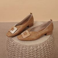 Women's Vintage Style Solid Color Square Toe Flats sku image 15