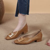 Women's Vintage Style Solid Color Square Toe Flats main image 4