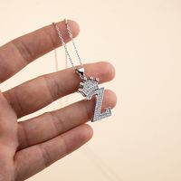 Stainless Steel Copper Simple Style Letter Crown Plating Inlay Zircon Pendant Necklace main image 4