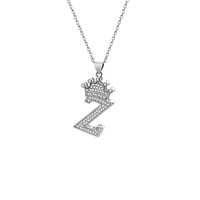 Stainless Steel Copper Simple Style Letter Crown Plating Inlay Zircon Pendant Necklace sku image 26