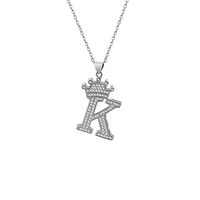 Stainless Steel Copper Simple Style Letter Crown Plating Inlay Zircon Pendant Necklace sku image 11