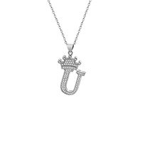 Stainless Steel Copper Simple Style Letter Crown Plating Inlay Zircon Pendant Necklace sku image 21