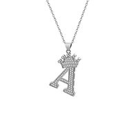 Stainless Steel Copper Simple Style Letter Crown Plating Inlay Zircon Pendant Necklace sku image 1