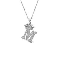 Stainless Steel Copper Simple Style Letter Crown Plating Inlay Zircon Pendant Necklace sku image 13