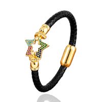 IG Style Casual Star Crown Zircon Stainless Steel Pu Leather Wholesale Italian Charm Bracelets main image 3