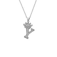 Stainless Steel Copper Simple Style Letter Crown Plating Inlay Zircon Pendant Necklace sku image 25