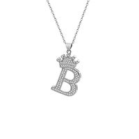 Stainless Steel Copper Simple Style Letter Crown Plating Inlay Zircon Pendant Necklace sku image 2