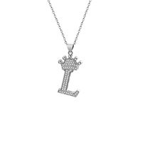 Stainless Steel Copper Simple Style Letter Crown Plating Inlay Zircon Pendant Necklace sku image 12