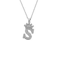 Stainless Steel Copper Simple Style Letter Crown Plating Inlay Zircon Pendant Necklace sku image 19