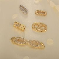 1 Piece 10 * 50mm 13 * 21mm 7 * 17mm Copper Zircon 18K Gold Plated Square Infinity Oval Polished Pendant main image 8