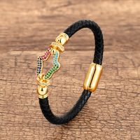 IG Style Casual Star Crown Zircon Stainless Steel Pu Leather Wholesale Italian Charm Bracelets main image 7