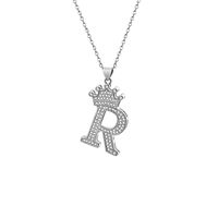 Stainless Steel Copper Simple Style Letter Crown Plating Inlay Zircon Pendant Necklace sku image 18