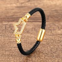 IG Style Casual Star Crown Zircon Stainless Steel Pu Leather Wholesale Italian Charm Bracelets main image 6