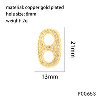 1 Piece 10 * 50mm 13 * 21mm 7 * 17mm Copper Zircon 18K Gold Plated Square Infinity Oval Polished Pendant sku image 4