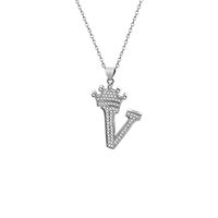 Stainless Steel Copper Simple Style Letter Crown Plating Inlay Zircon Pendant Necklace sku image 22