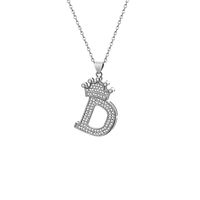 Stainless Steel Copper Simple Style Letter Crown Plating Inlay Zircon Pendant Necklace sku image 4