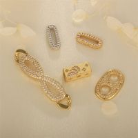 1 Piece 10 * 50mm 13 * 21mm 7 * 17mm Copper Zircon 18K Gold Plated Square Infinity Oval Polished Pendant main image 1