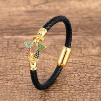 IG Style Casual Star Crown Zircon Stainless Steel Pu Leather Wholesale Italian Charm Bracelets main image 5