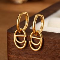 1 Pair Ig Style Simple Style Letter Oval Plating Sterling Silver 18k Gold Plated White Gold Plated Earrings main image 5